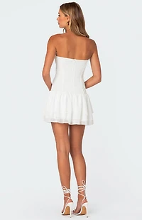 Edikted Mesh & Chiffon Corset Mini Dress