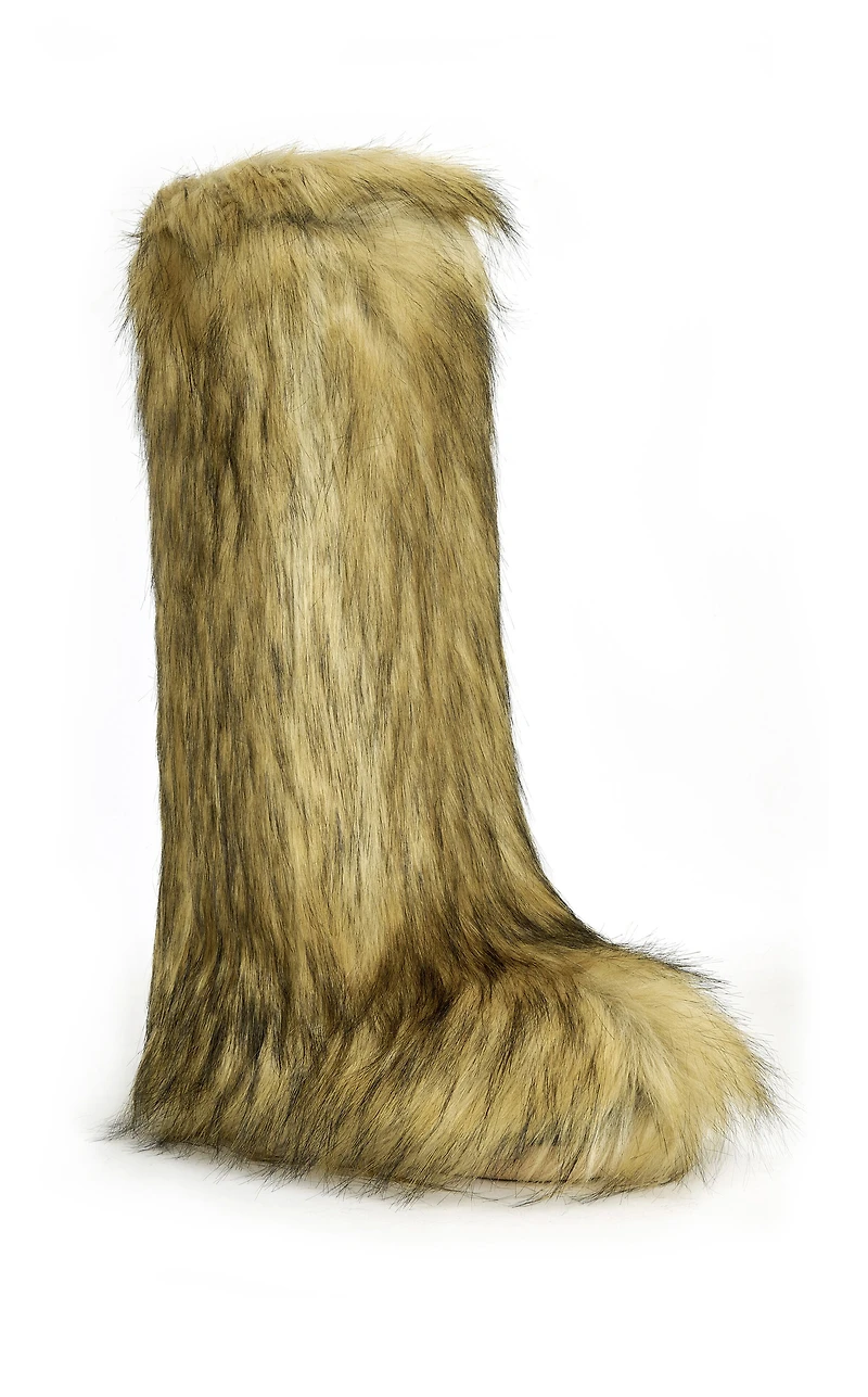 AZALEA WANG Women's Fayes Brown Faux Fur Flatform Boots