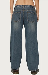 Edikted Petite Contrast Panel Low Rise Jeans