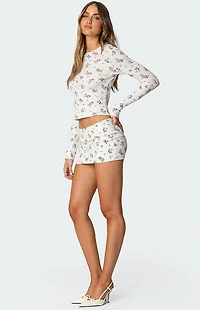 Edikted Melany Floral Waffle T-Shirt