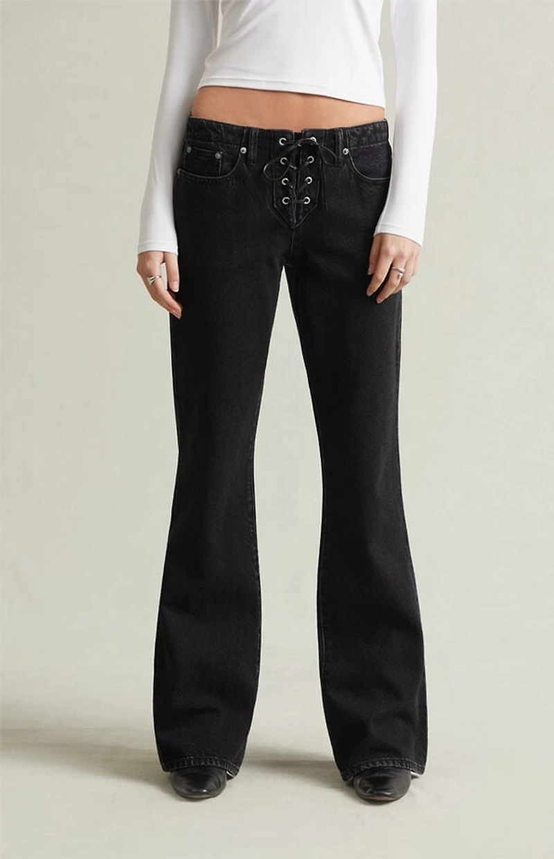 Pacsun Jade Low Rise Bootcut Jeans Lace-Up Black
