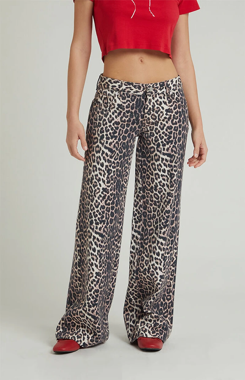 Pacsun Casey Low Rise Baggy Jeans Leopard