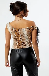 LA Hearts Asymmetrical Snake Print Top