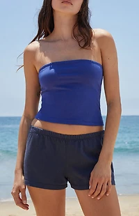 John Galt Blue Amelia Cropped Tube Top