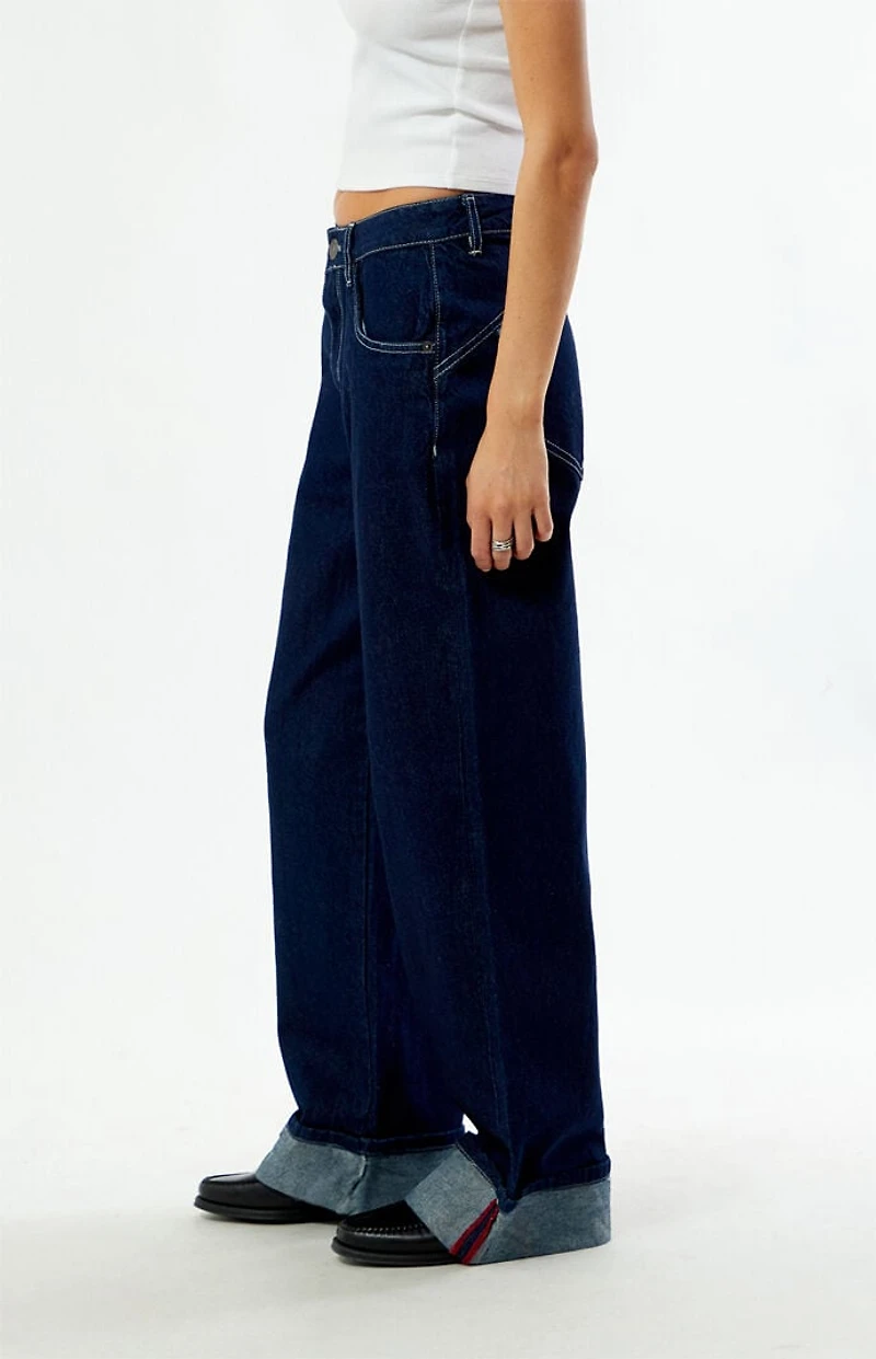 Daisy Street Dark Blue Wide leg Baggy Jeans