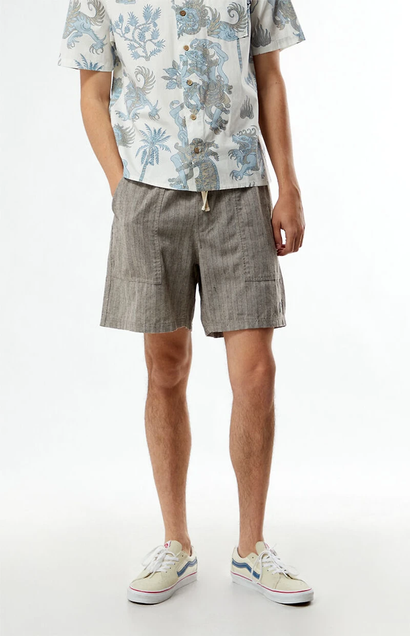 Rhythm Linen Stripe Fatigue Jam Shorts