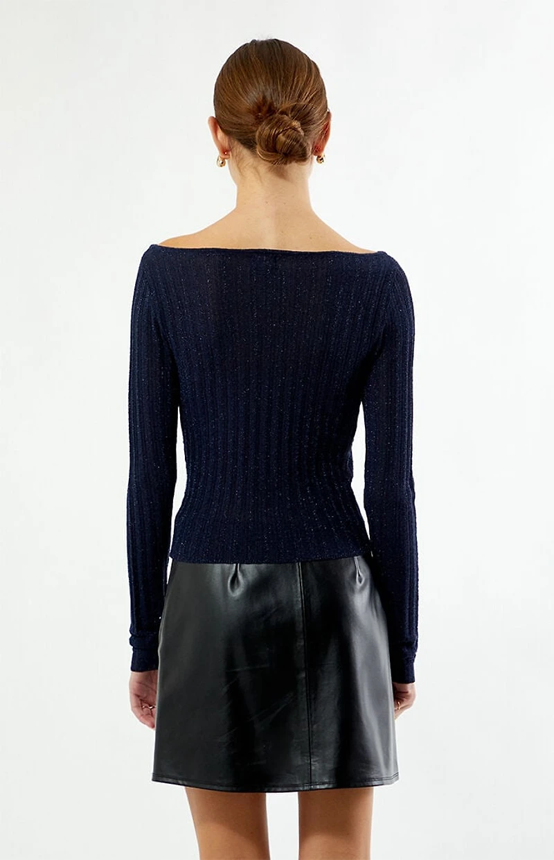 Beverly and Beck Bailey Boat Neck Glitter Sweater