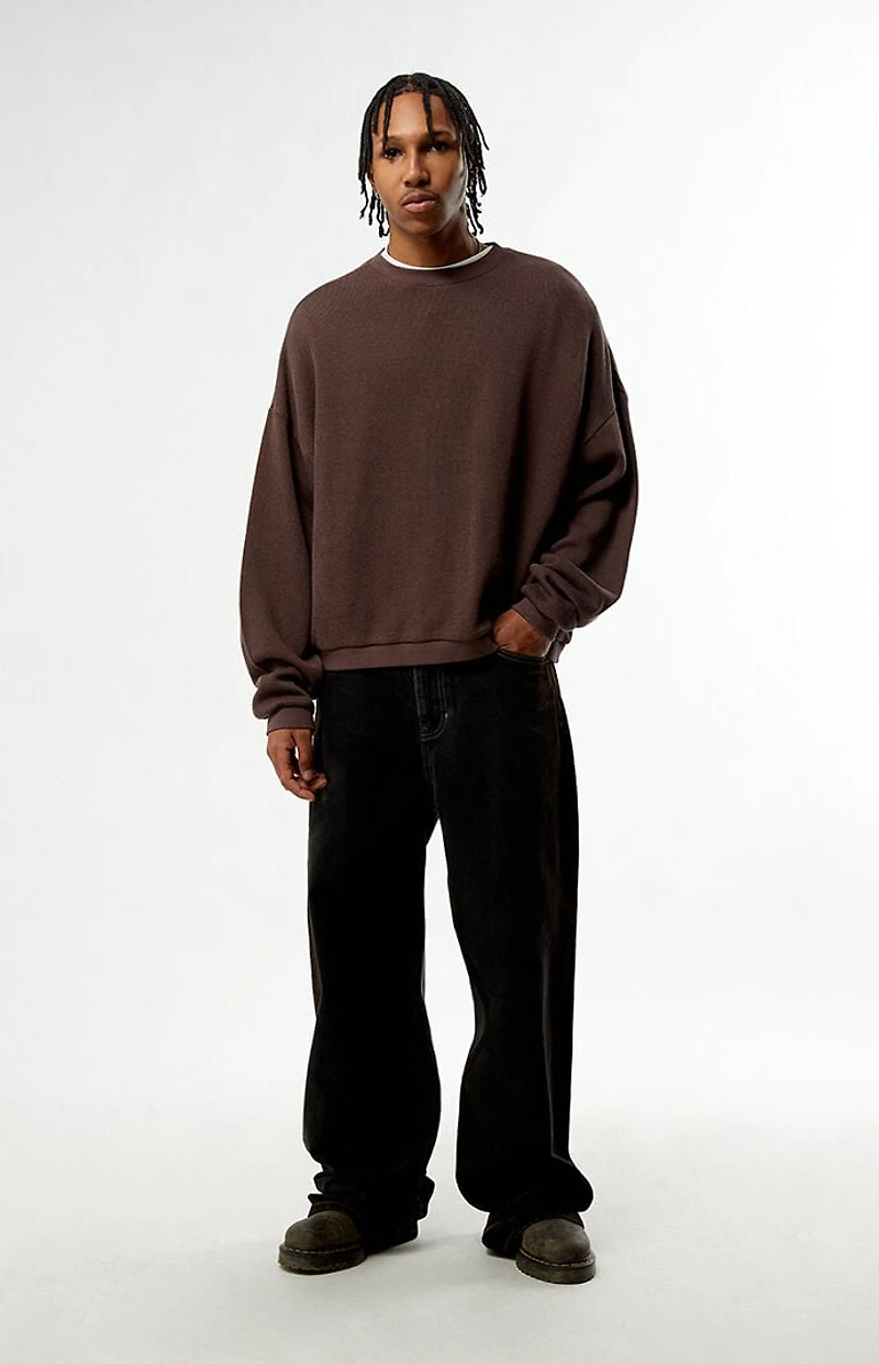 Pacsun Brown Dropped Shoulder Sweater