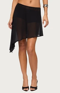 Edikted Irenah Asymmetric Sheer Chiffon Midi Skirt