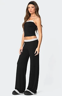 Edikted Domino Contrast Lace Trim Pants