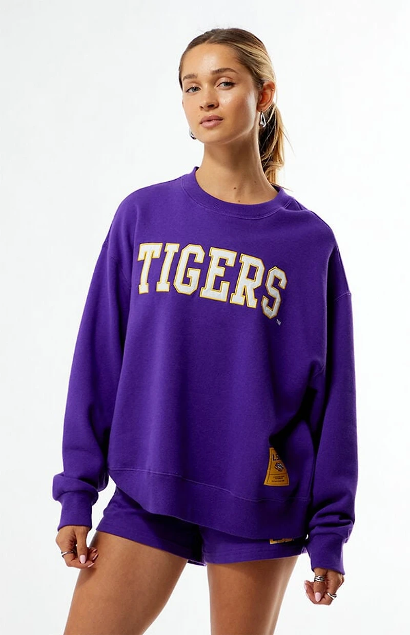 WILD COLLECTIVE x Pacsun LSU Tigers Applique Crew Neck Oversized Sweatshirt