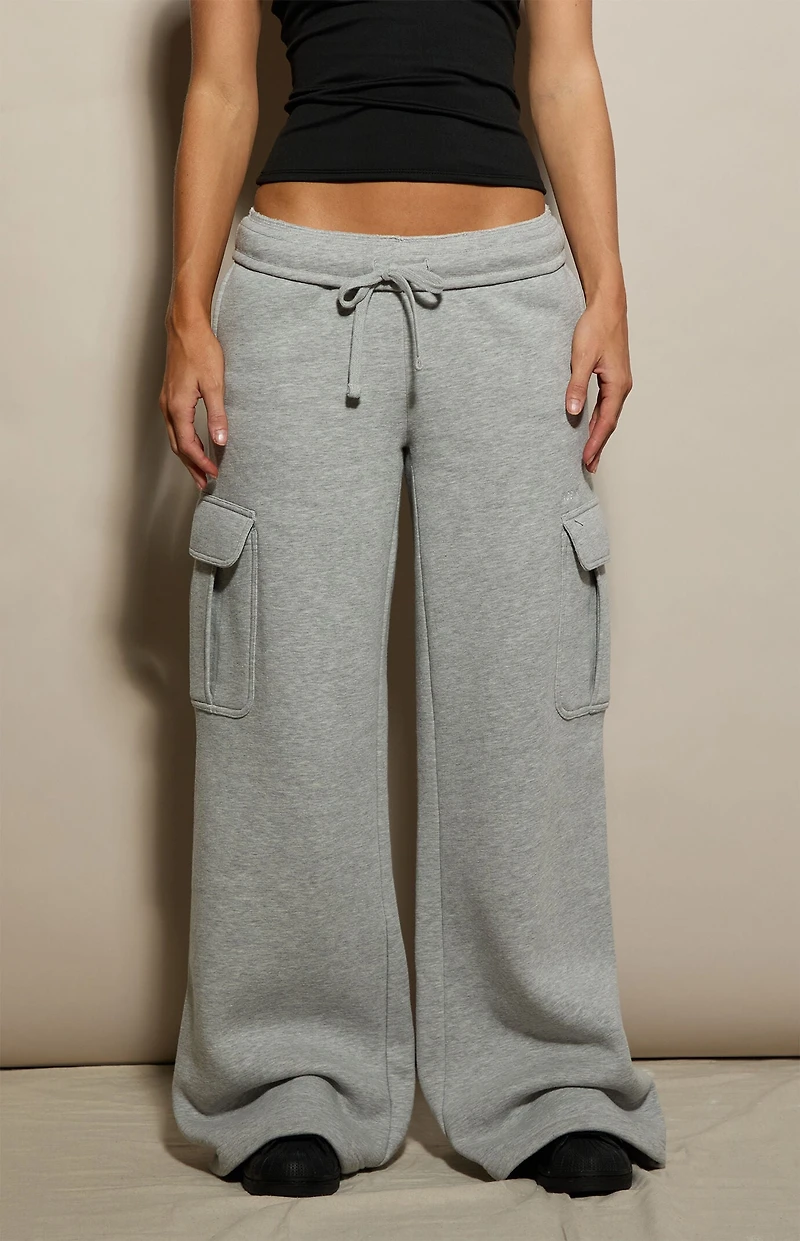 Pacsun Heather Grey Ultra Soft Fleece Cargo Baggy Sweatpants