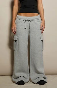 Pacsun Heather Grey Ultra Soft Fleece Cargo Baggy Sweatpants