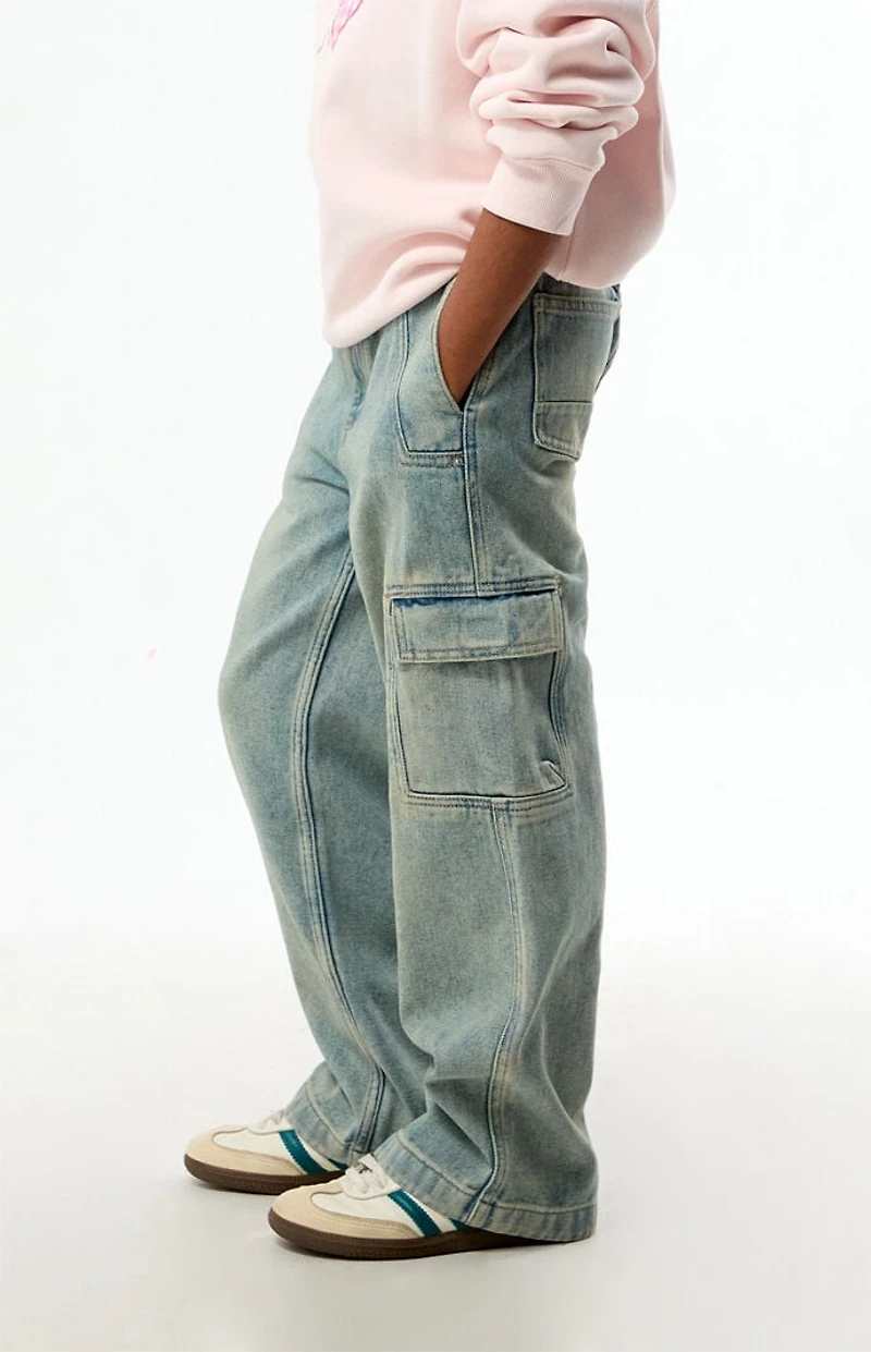 Pacsun Baggy Jeans Cargo Light Blue Tint