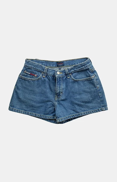 PS VINTAGE 2000s Medium Blue Y2K Low Rise Micro Jean Shorts
