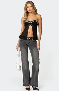 Edikted Cia Sheer Split Front Bra Top