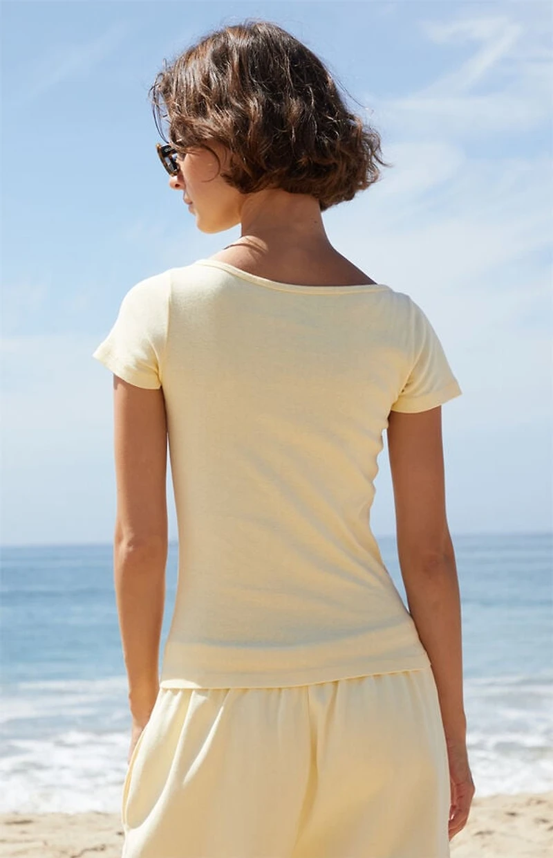 John Galt Yellow Zelly Short Sleeve Top