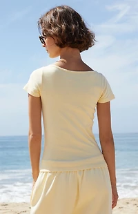 John Galt Yellow Zelly Short Sleeve Top