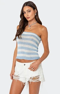 Edikted Nox Striped Crochet Tube Top