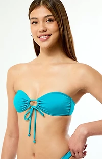 Pacsun Blue Eliza Shine Bandeau Bikini Top