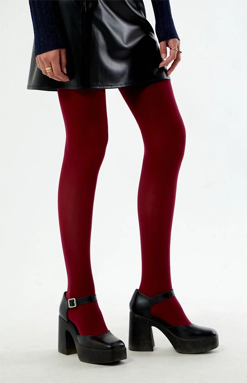 Pacsun Burgundy Solid Color Tights