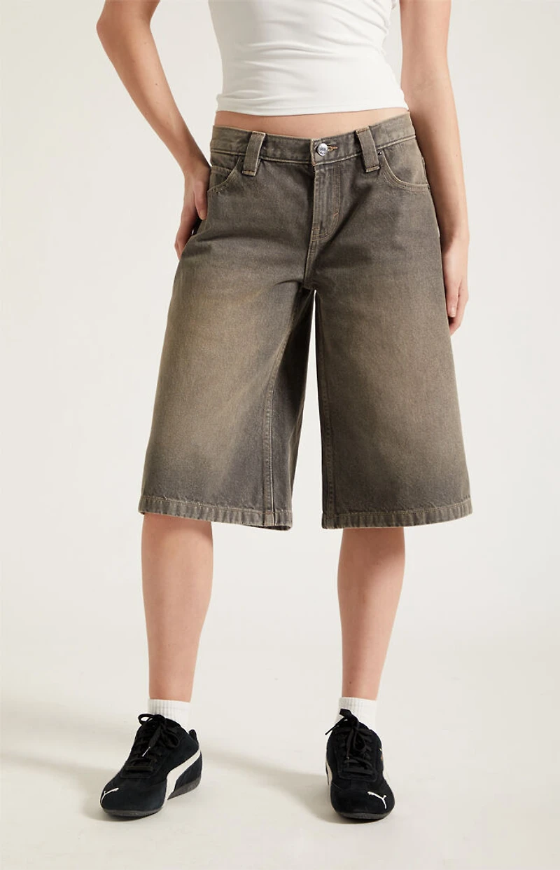 Pacsun Peyton Extreme Jorts Button Pocket Gray