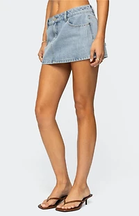 Edikted Lace Hearts Denim Mini Skirt