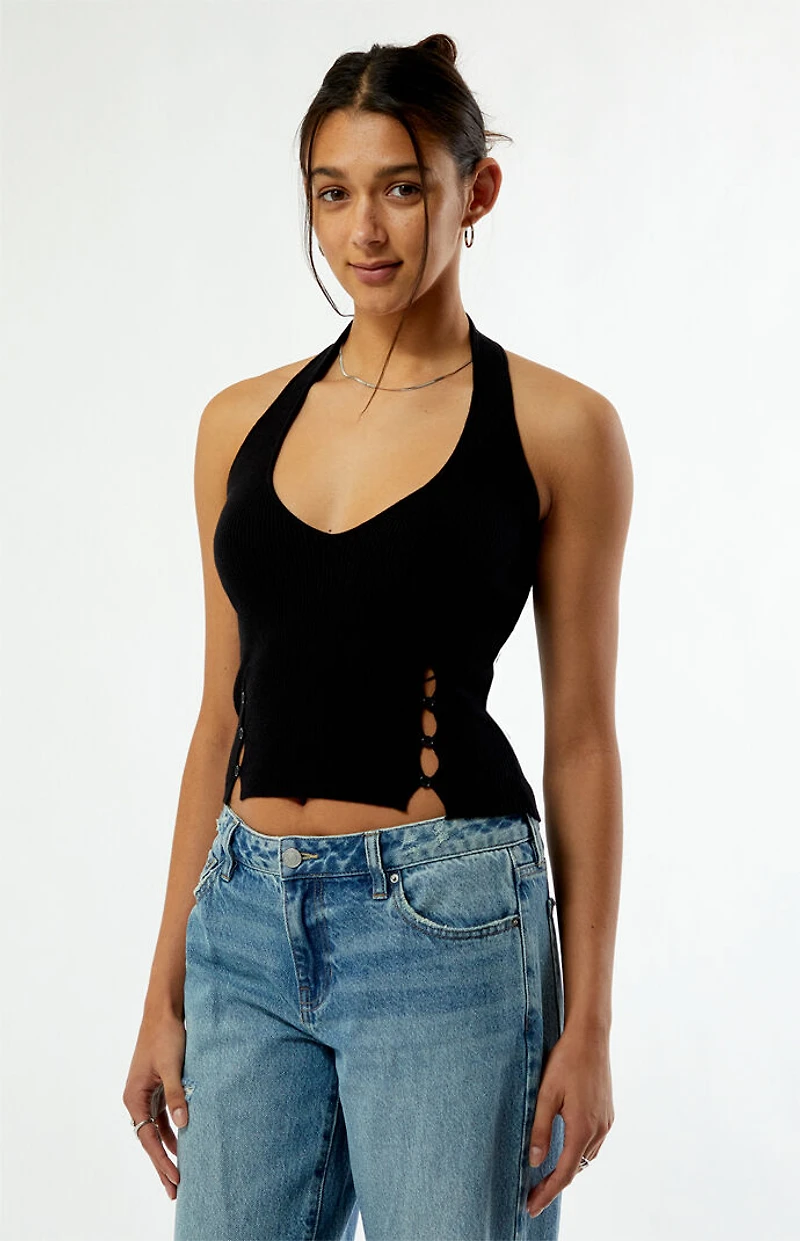 Your Favorite Button Front Sweater Halter Top