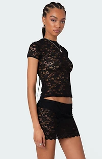 Edikted Kaori Sheer Lace T-Shirt