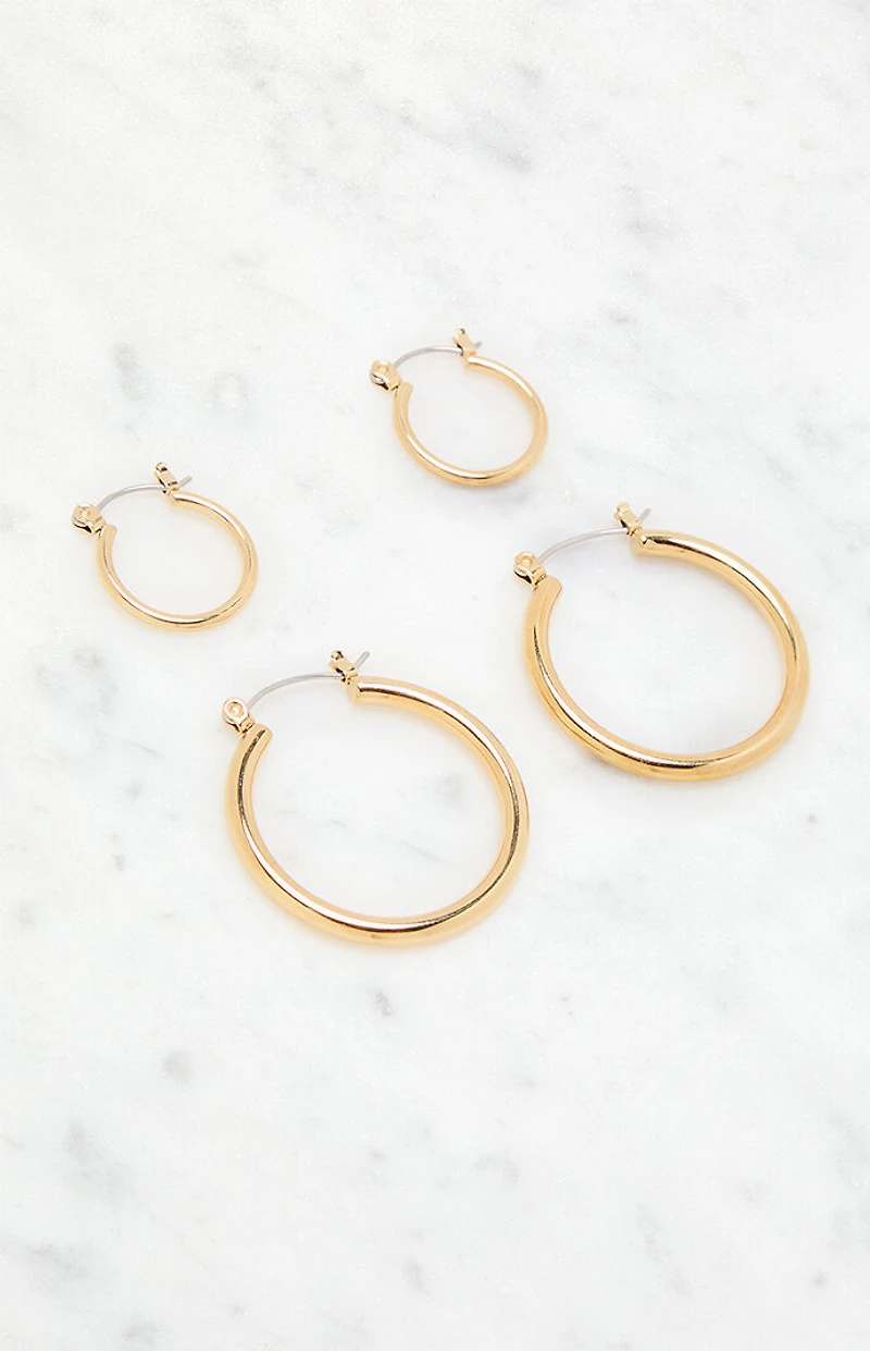 John Galt 2 Pack Gold Hoop Earrings