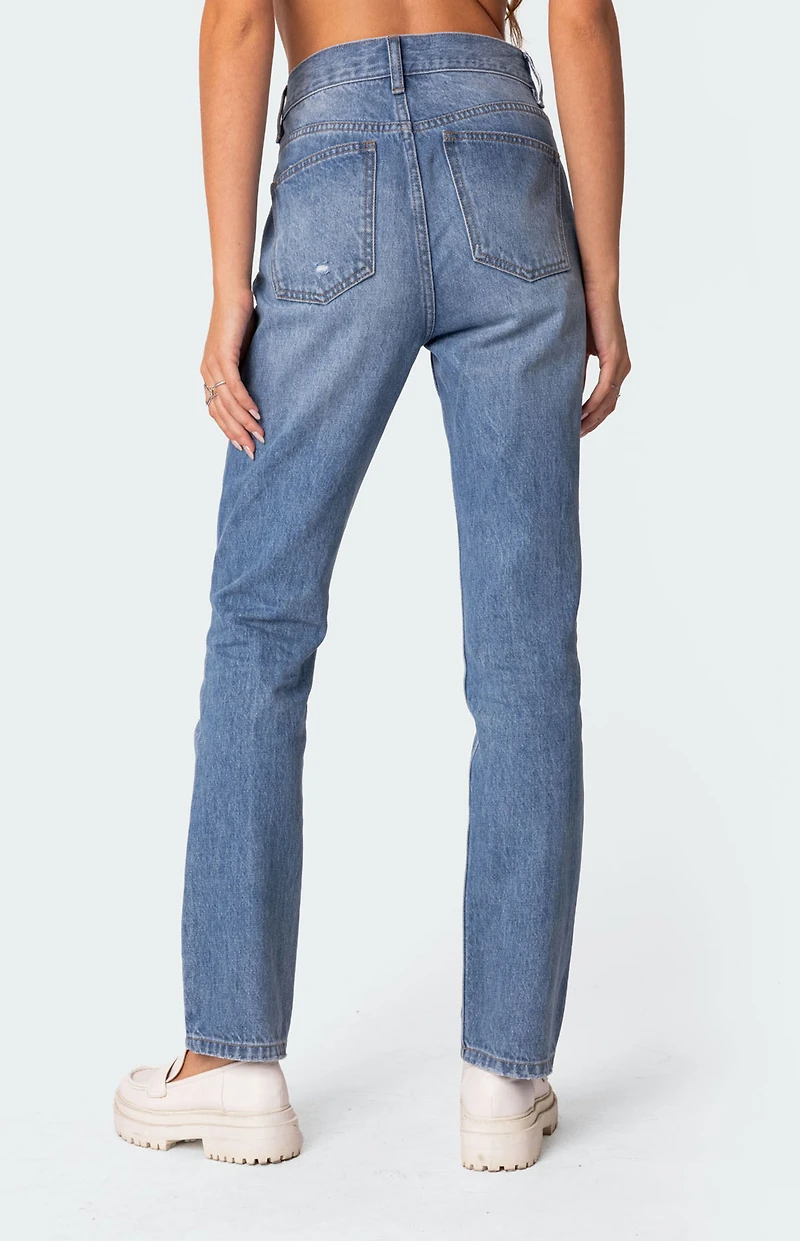 Edikted Swift High Waisted Straight Leg Jeans