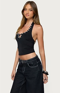 Edikted Coraline Button Cutout Halter Top