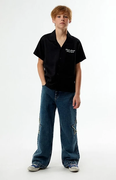 Pacsun Kids Distressed Star Patch Baggy Jeans Medium Blue