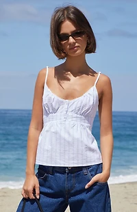 John Galt White Striped Tiffany Tank Top