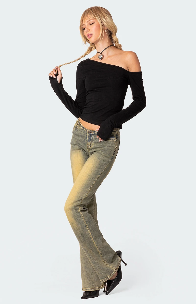 Edikted Swan Asymmetric Long Sleeve Top