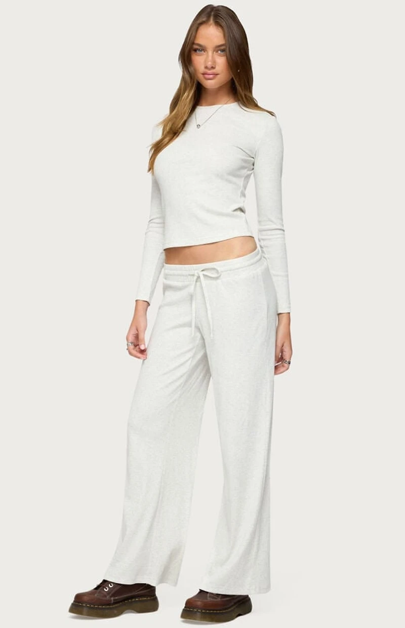 Edikted Cicilia Straight Leg Ribbed Pants
