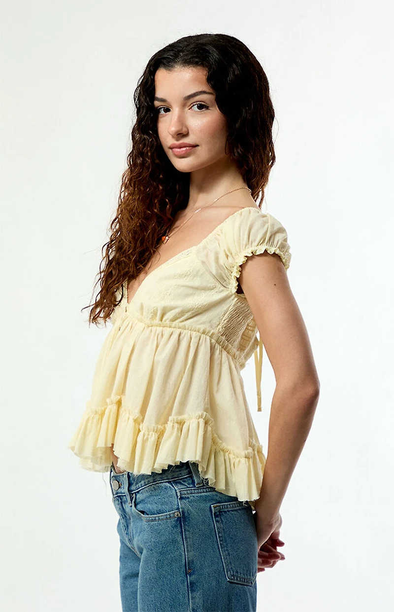 Your Favorite Ellie Lace Trim Button Front Top