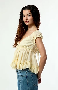Your Favorite Ellie Lace Trim Button Front Top