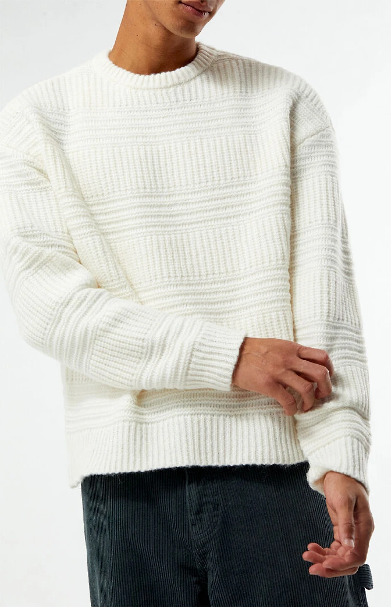 Pacsun Cream Allan Jacquard Crew Neck Sweater