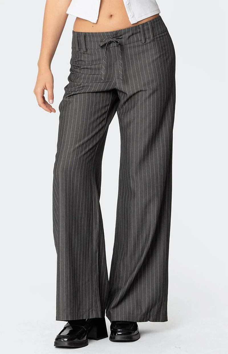 Edikted Mayla Wide Leg Pinstripe Trousers