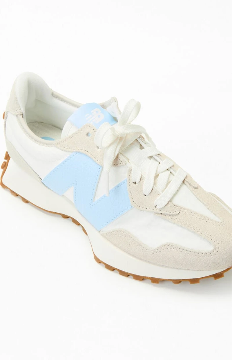 New Balance White & Blue 327 Sneakers