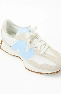 New Balance White & Blue 327 Sneakers