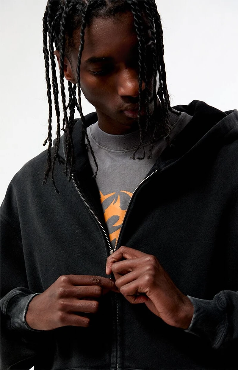 Pacsun Washed Black Full Zip Hoodie