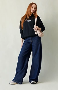 Pacsun Remi Baggy Barrel Jeans Knee Dart Dark Blue