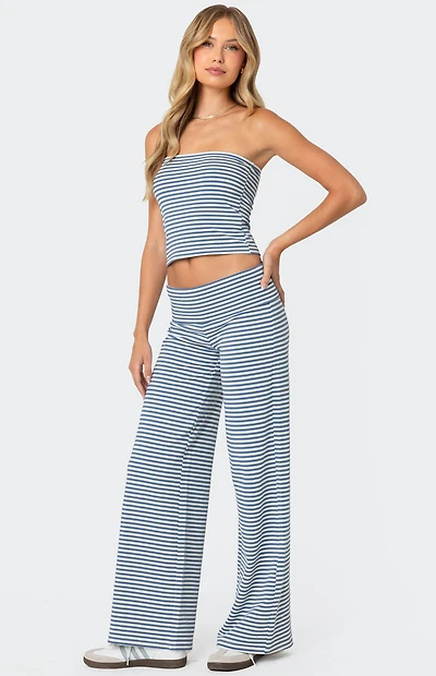 Edikted Lilah Striped Fold Over Pants