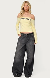 Edikted Skater Girl Washed Low Rise Jeans