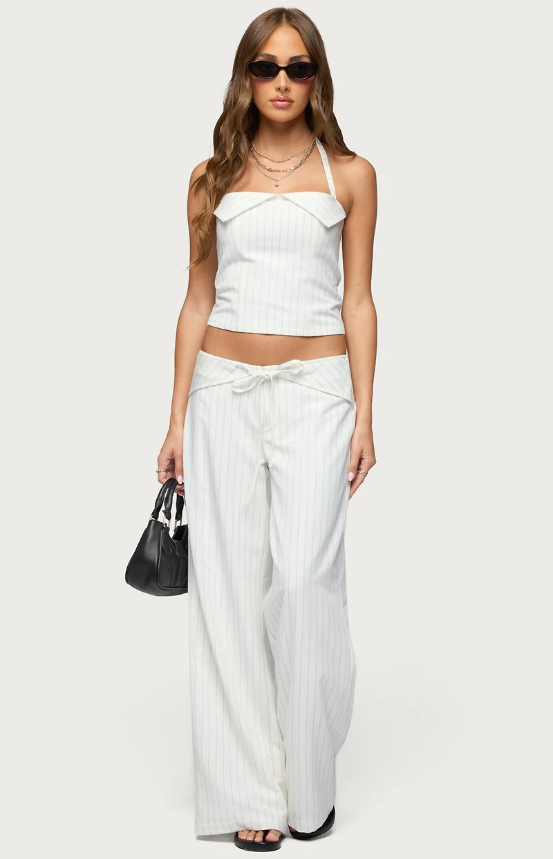 Edikted Parker Pinstripe Halter Top
