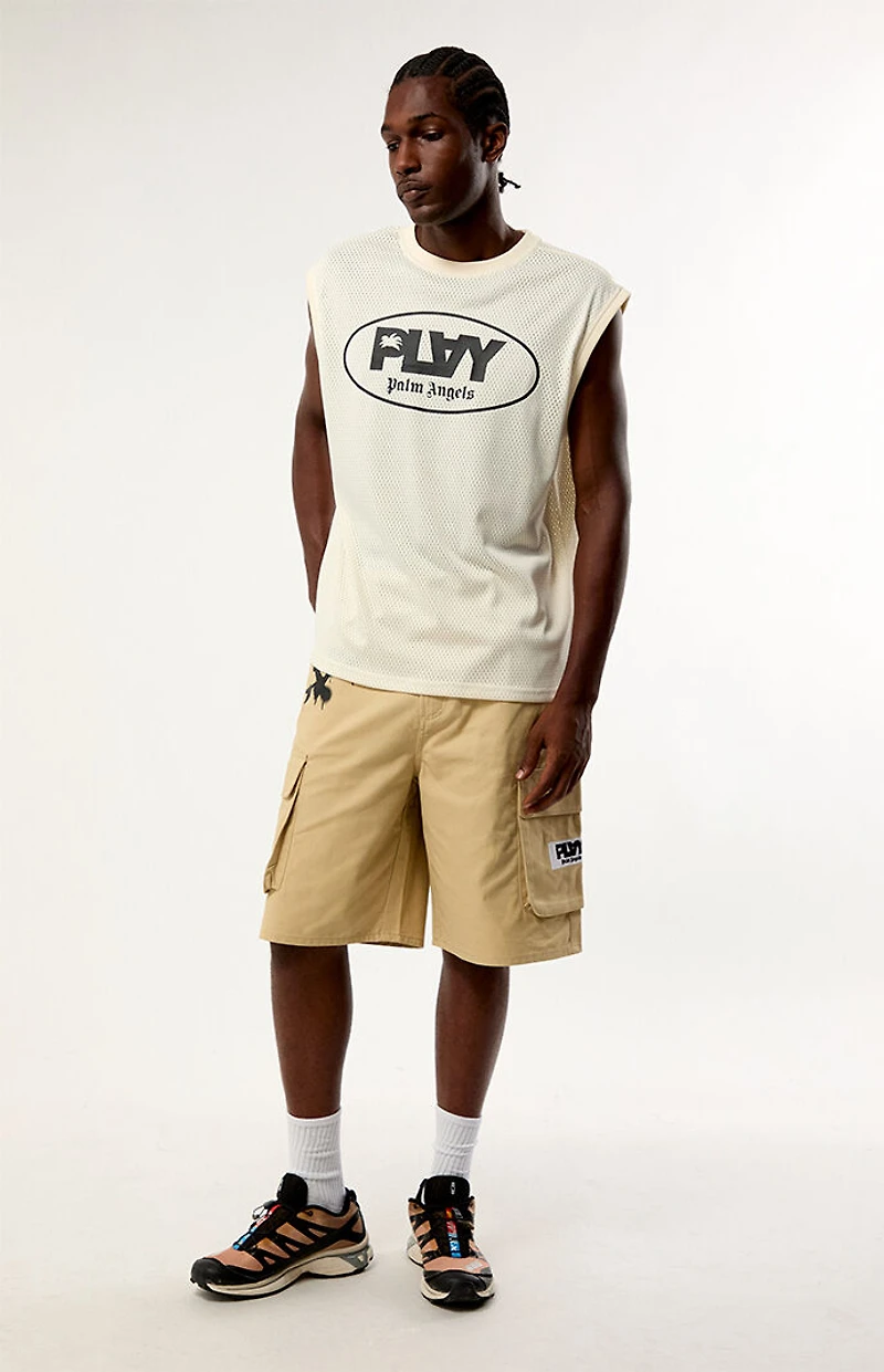 PLAY PALM ANGELS Mesh Logo Relaxed Boxy Muscle Tank