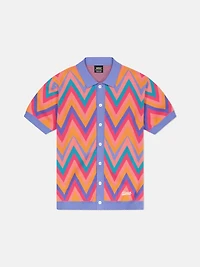 WeSC America Inc Teal Zigzag Short Sleeve Polo Cardigan