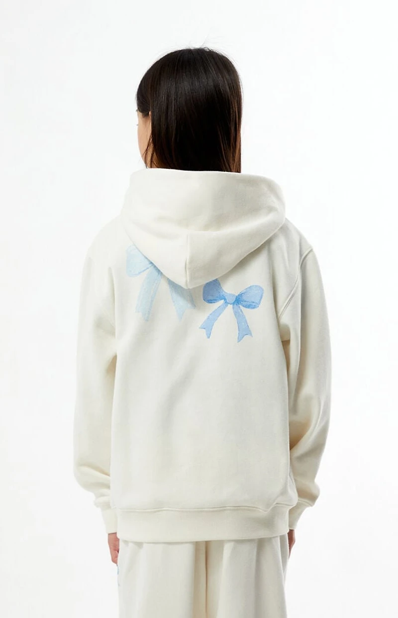 Pacsun Kids Off White Bows Full Zip Hoodie